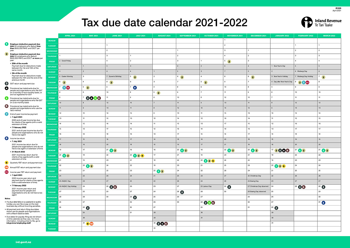 Tax Calendar 2021 2022